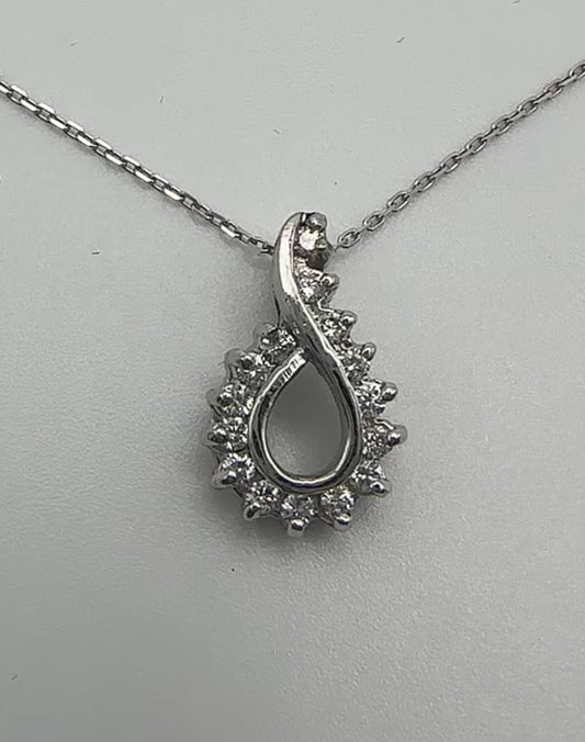 Unique Diamond Pendant 14k White Gold