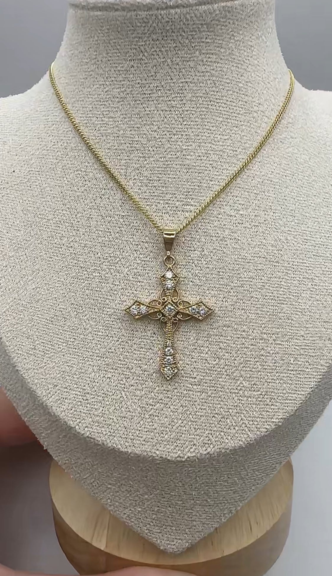 Fancy Cross 14k Yellow Gold with Natural Diamonds
