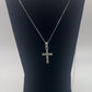 Diamond Cross with Two Diamonds on Shank - 14k White Gold - Natural Diamonds