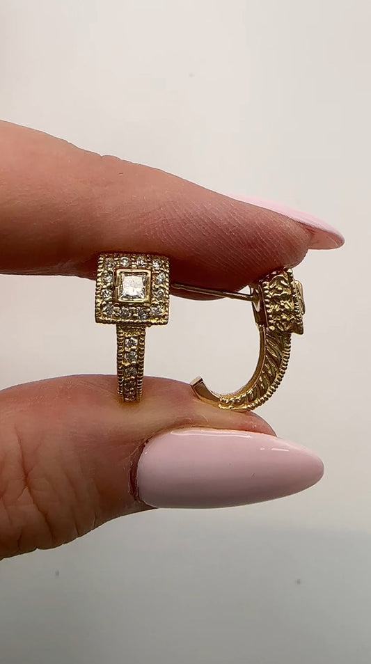 Unique drop down Gold and Diamond Earring