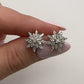 Snowflake Diamond Earrings 14k White Gold