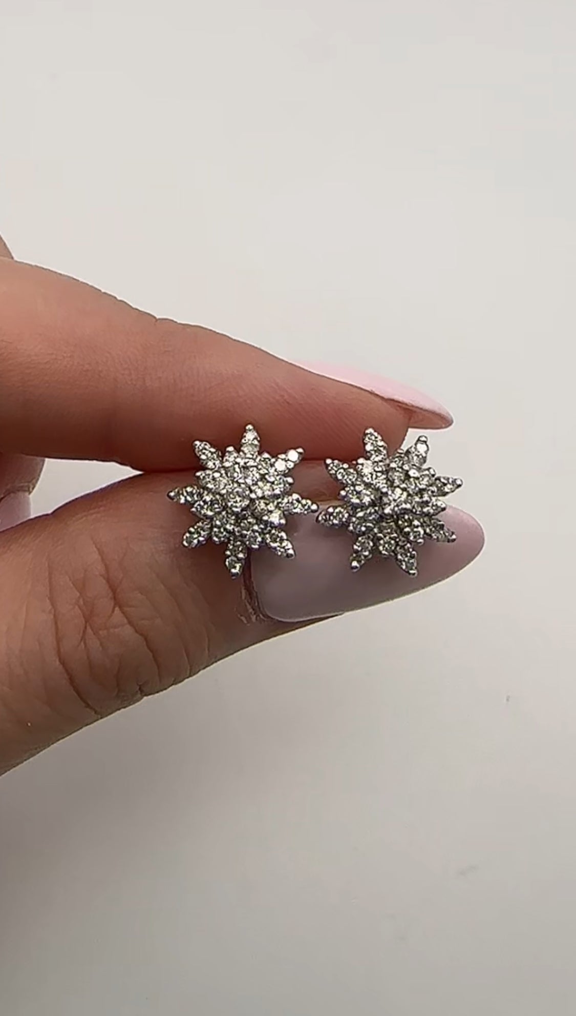Snowflake Diamond Earrings 14k White Gold