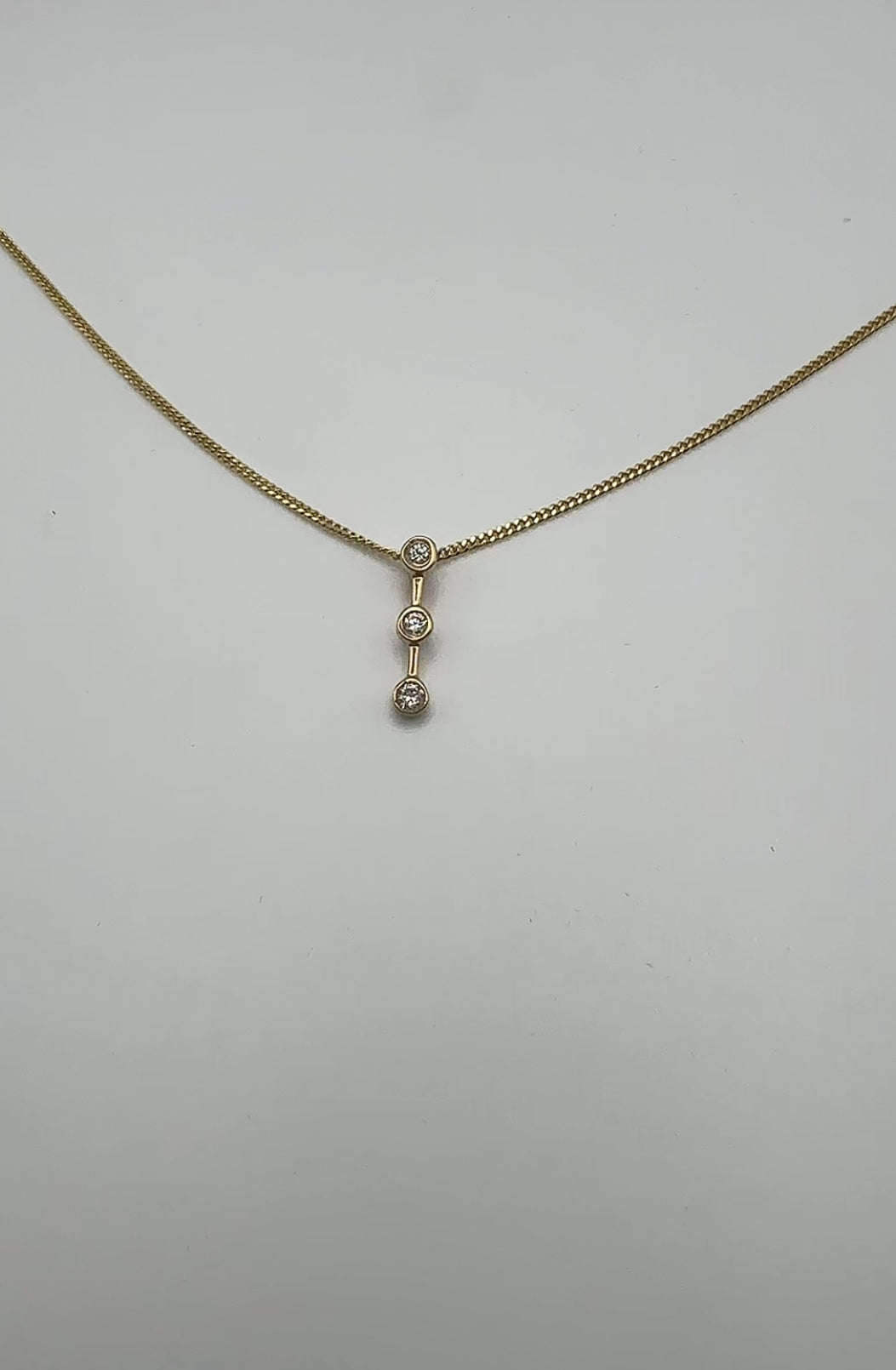 Three Stone Pendant - 14k Yellow Gold - Natural Diamonds