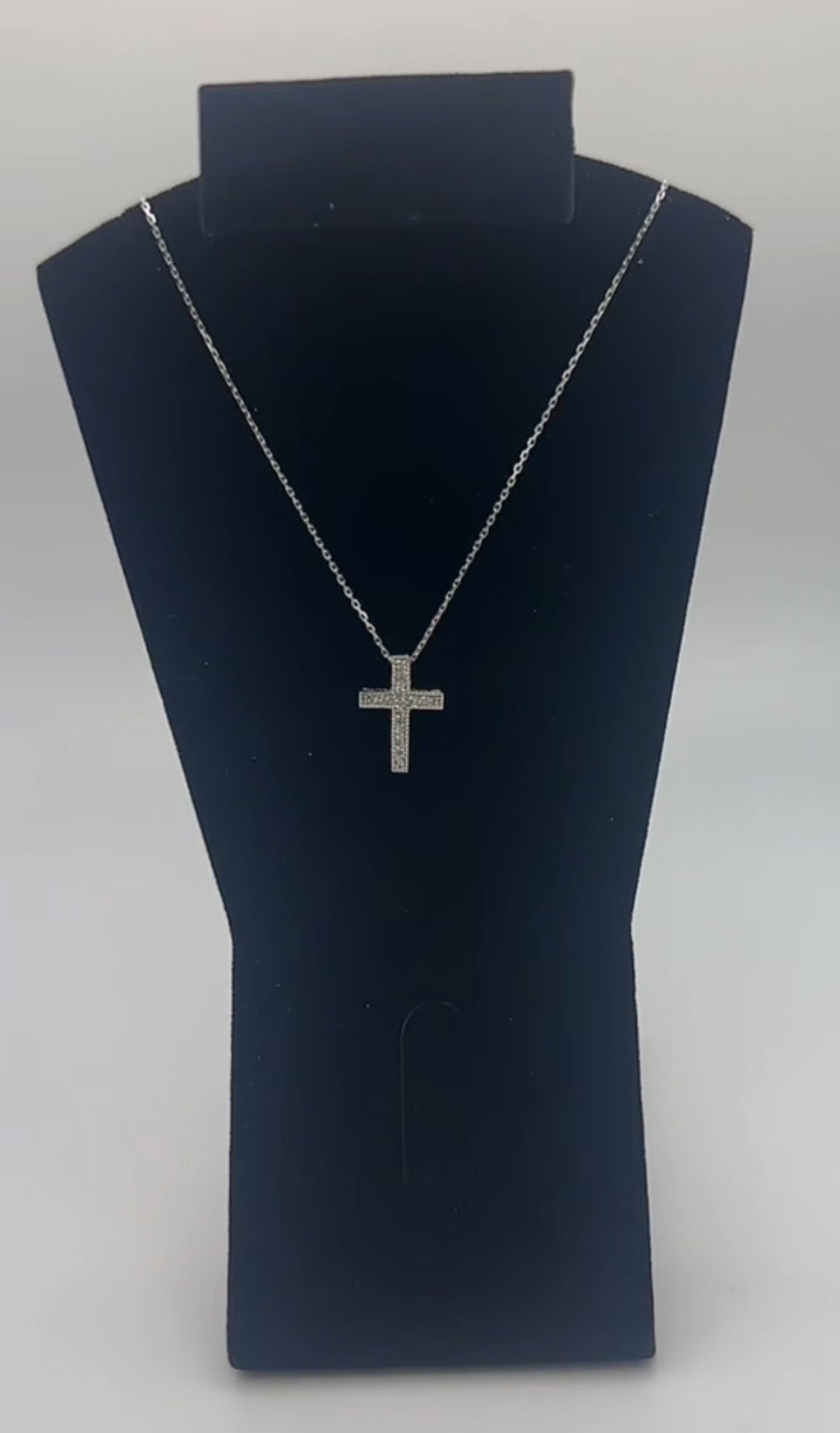 Mini Cross Pendant 14k White Gold - Natural Diamonds