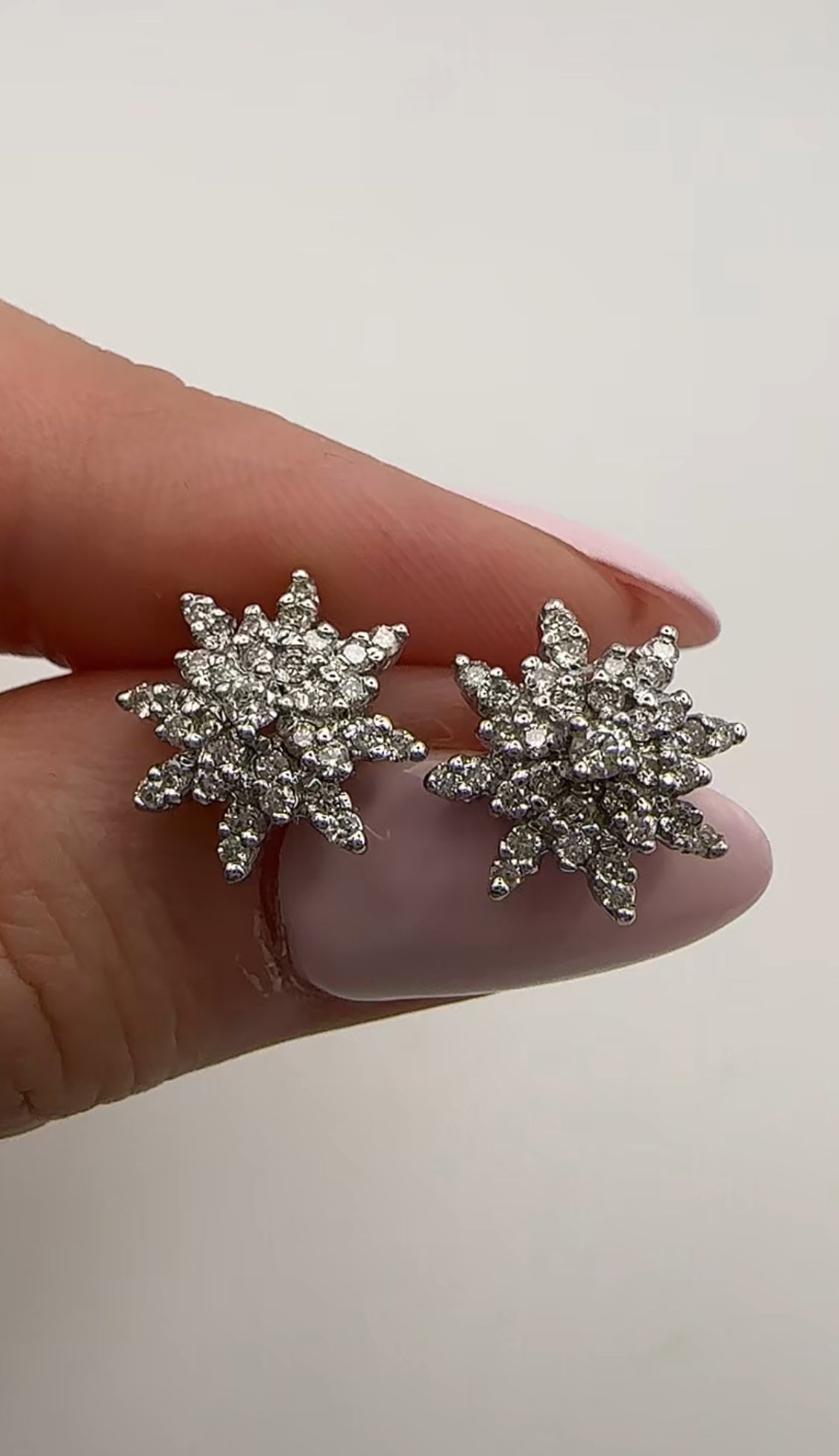 Snowflake Diamond Earrings 14k White Gold