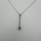 Vertical Diamond Necklace with Pear Sapphire Accent 14k White Gold