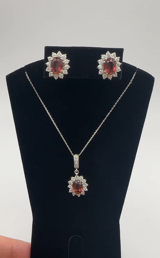 Gorgeous Citrine and Diamond Set 14k White Gold