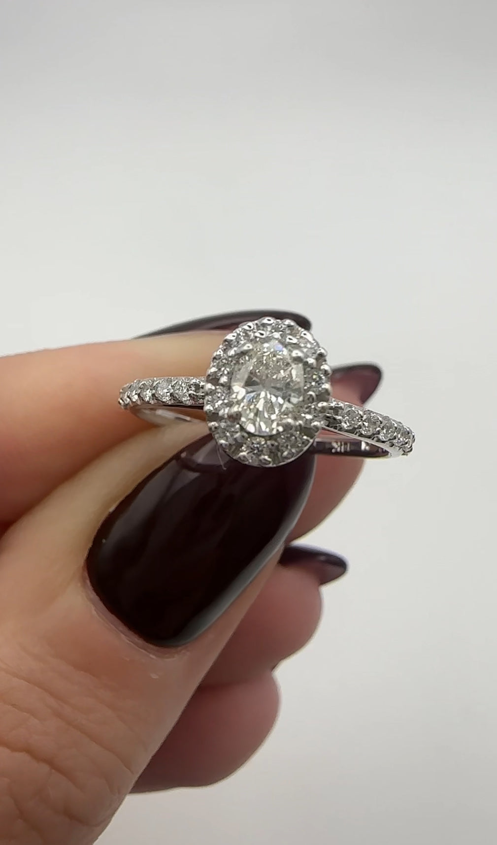 Oval Engagement Ring with Halo - Natural Diamonds