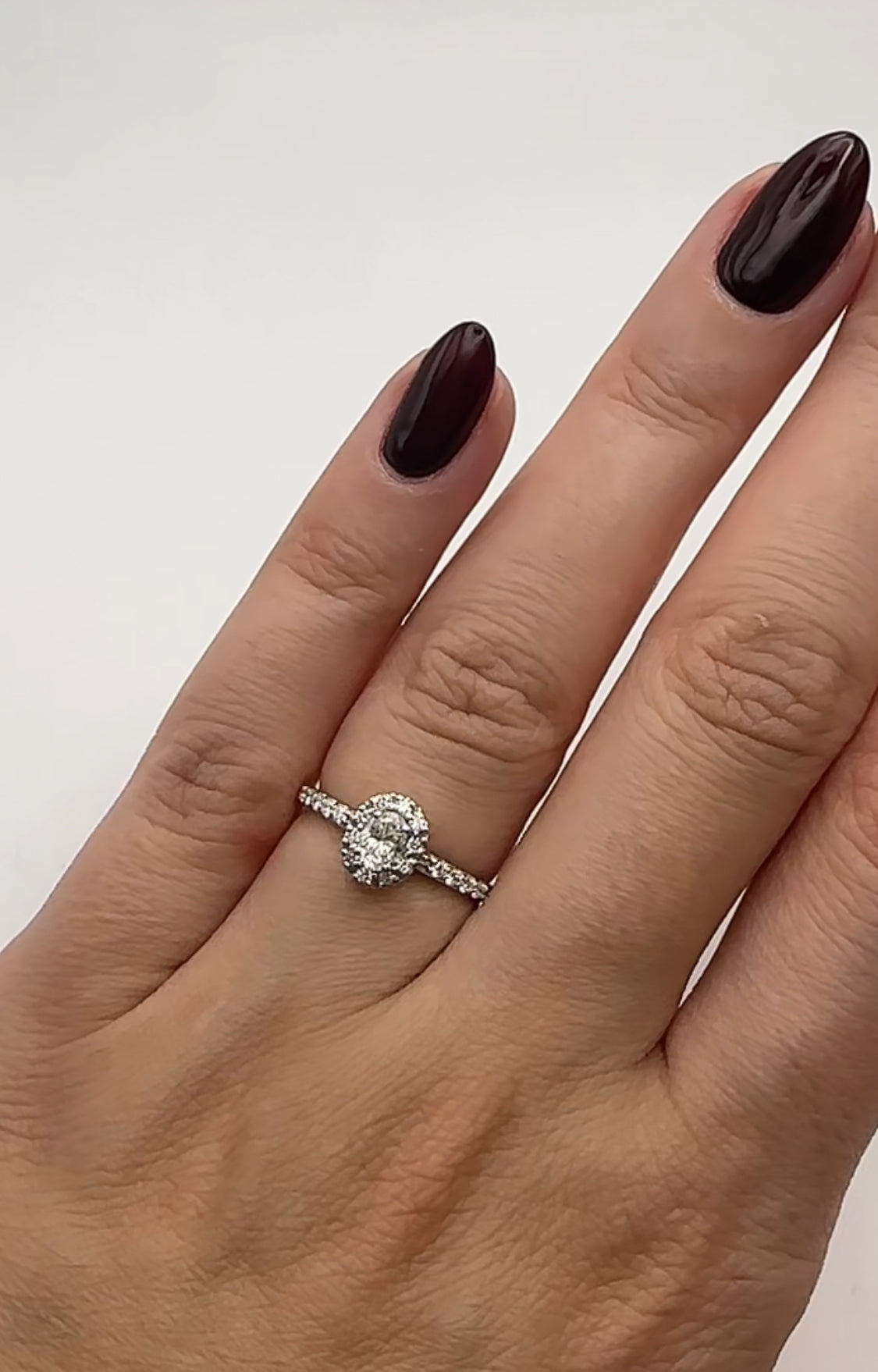 Oval Engagement Ring with Halo - Natural Diamonds