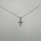 Diamond Cross Pendant with Three Stones on Shank - 14k White Gold - Natural Diamonds