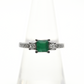 White Gold Emerald Ring with 2 Diamonds Side Stones