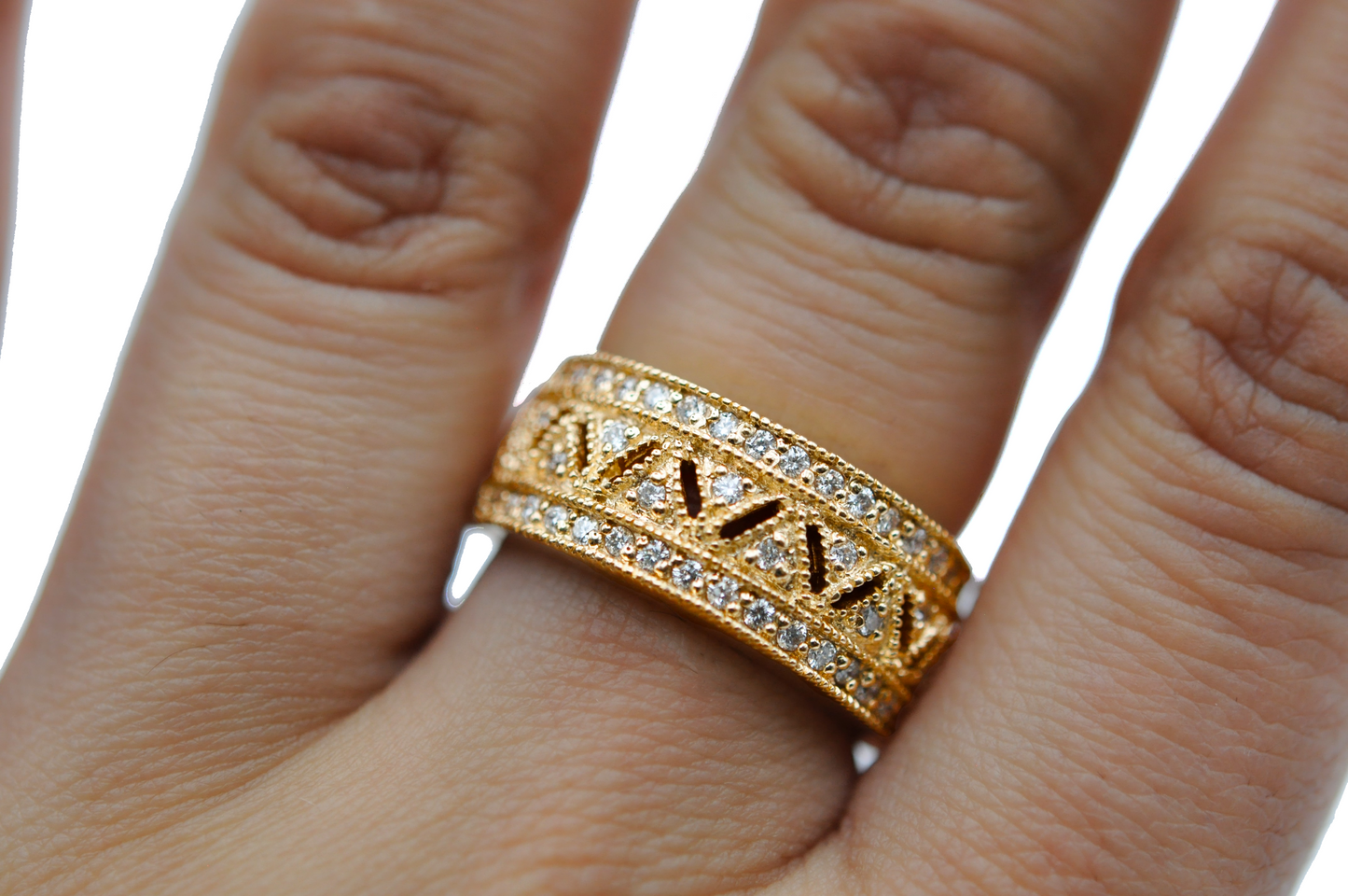 Vintage Yellow Gold Diamond Statement Ring