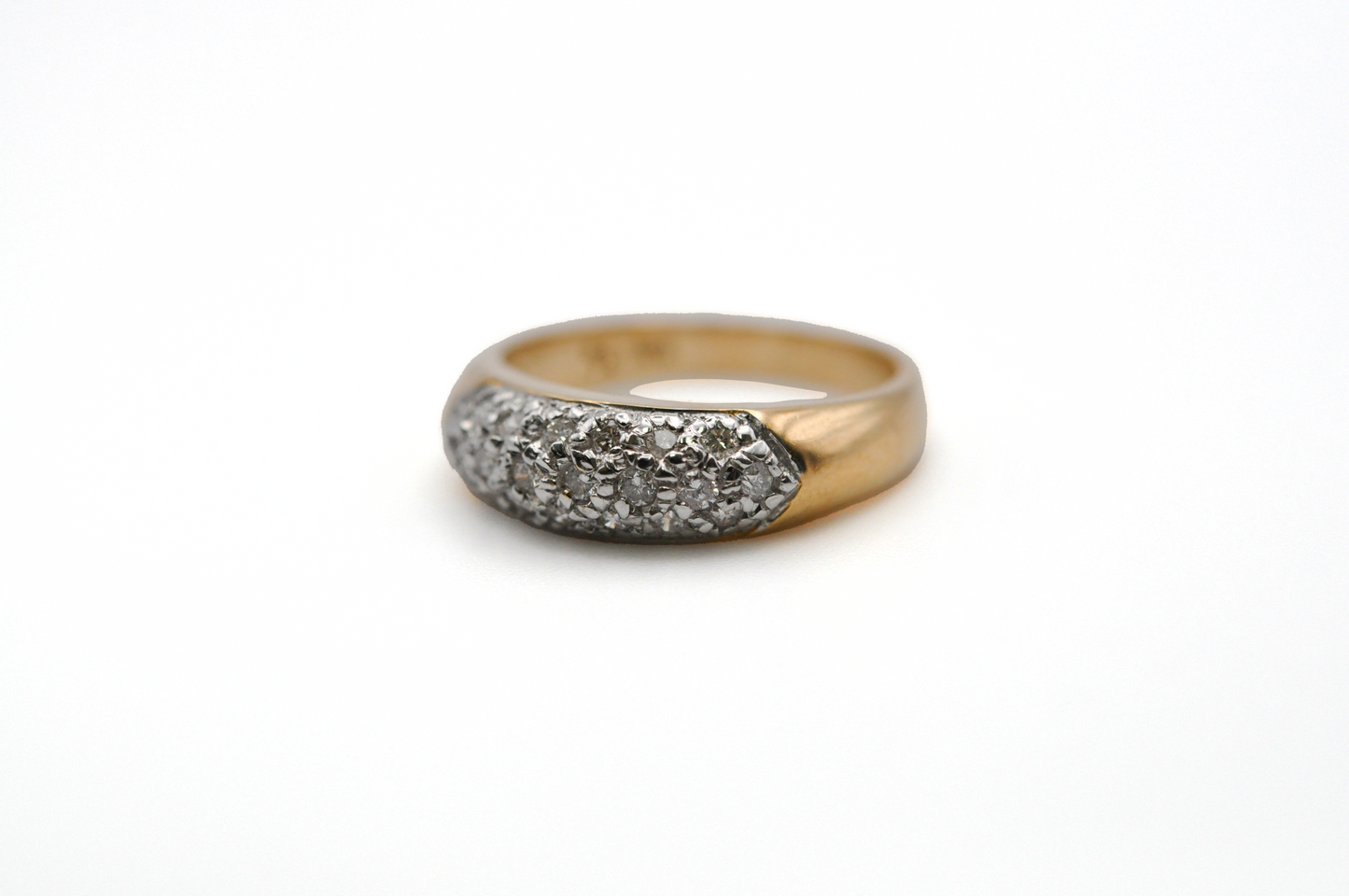 Yellow Gold Dome Ring with Diamond Accents