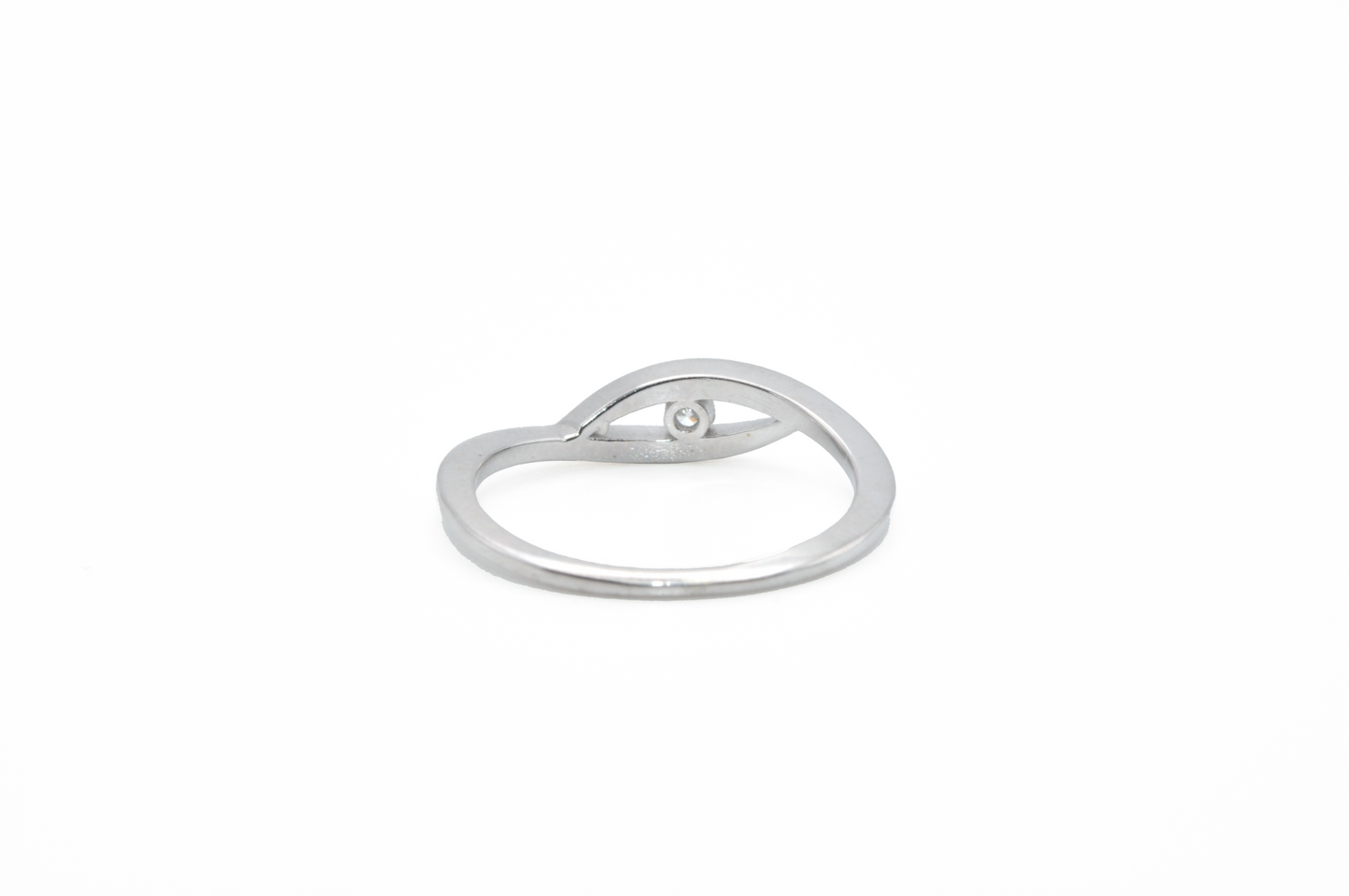 White Gold Eye Ring with a Diamond Accent Stone