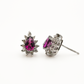 White Gold Pear Shaped Rhodolite Stud Earrings with a Diamond Halo