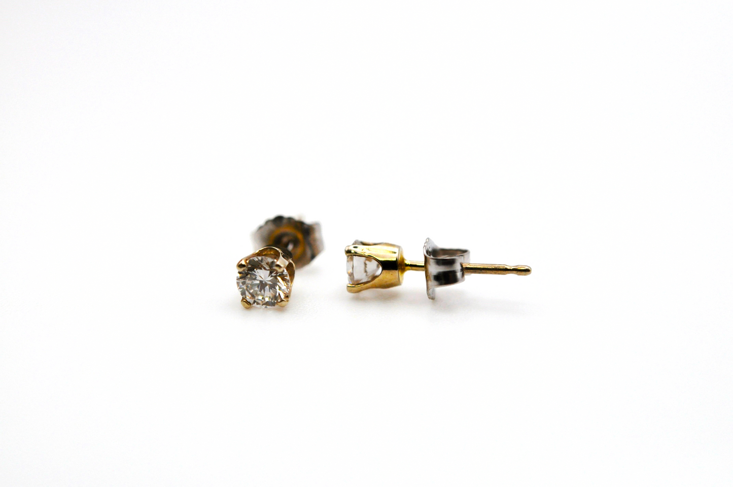 Yellow Gold Round Diamond Stud Earrings