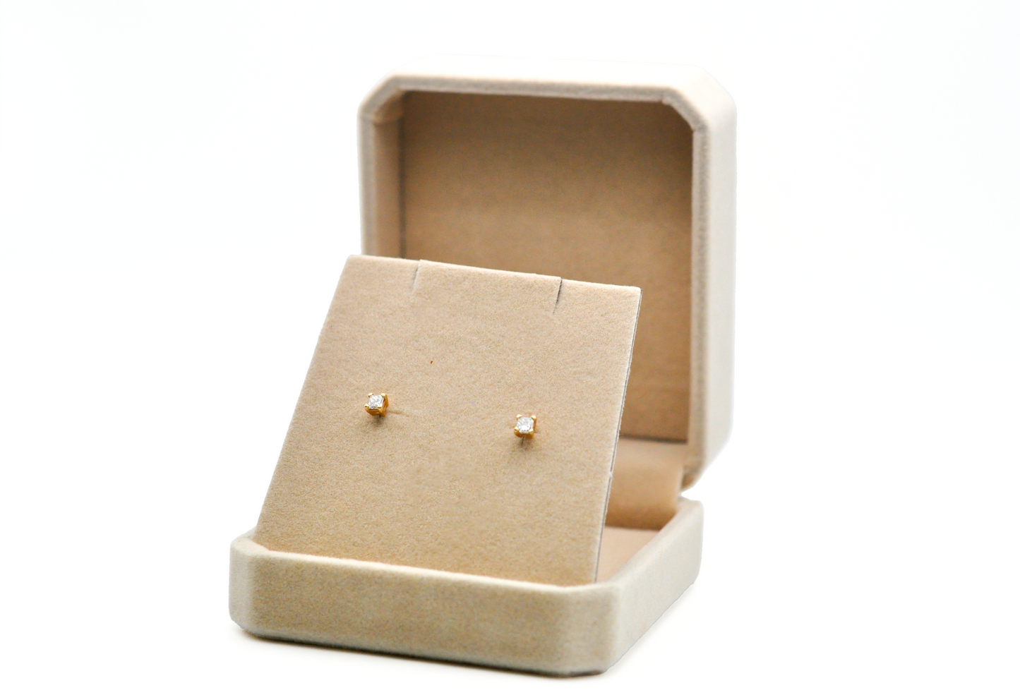 Classic Yellow Gold Princess Cut Diamond Stud Earrings