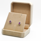 White Gold Pear Shaped Rhodolite Stud Earrings with a Diamond Halo