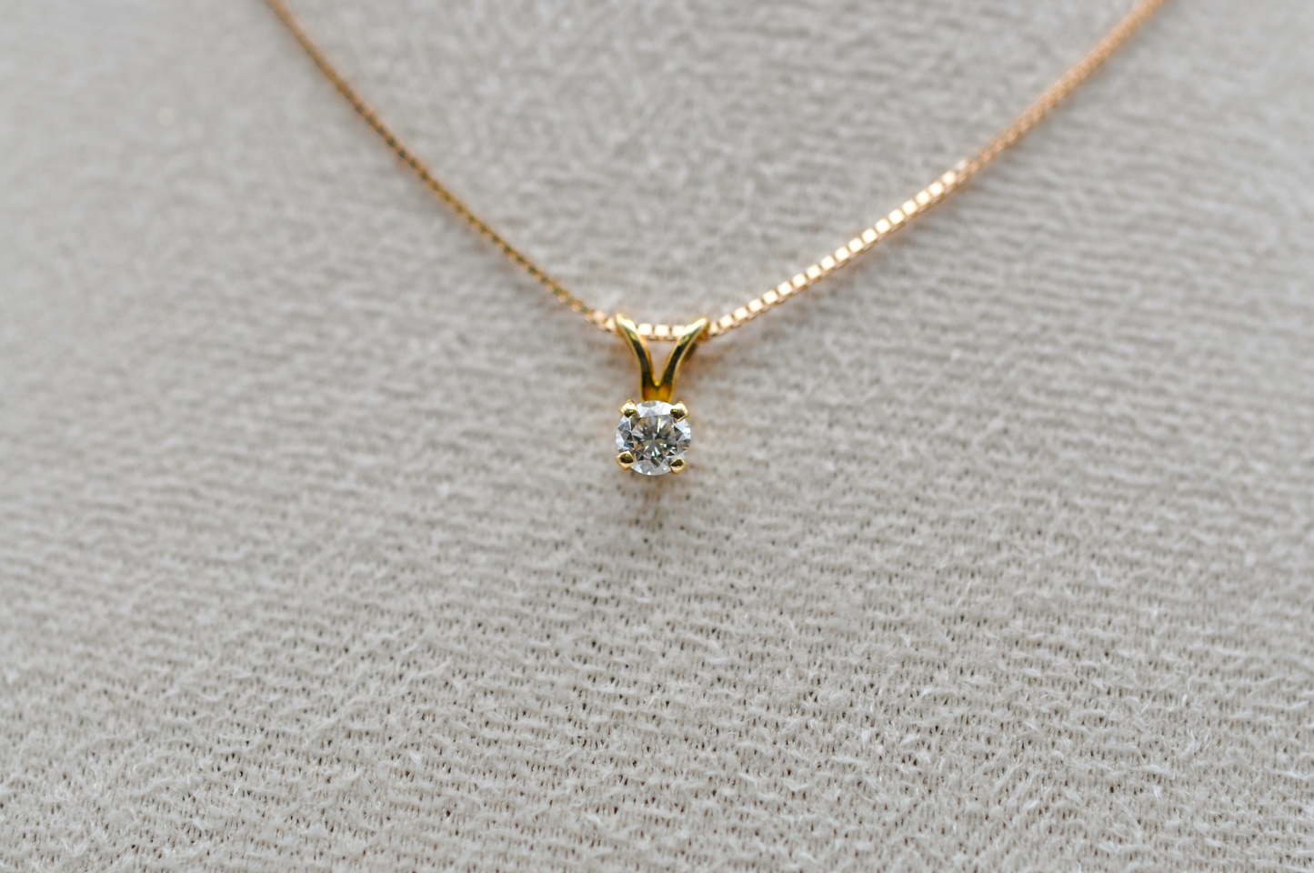 Small Yellow Gold Diamond Pendant/Necklace