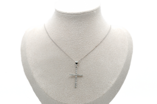 White Gold Large Diamond Cross Pendant/Necklace