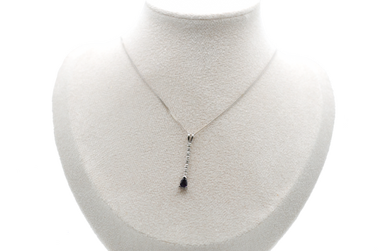 White Gold Pear Amethyst with Diamond Accents Pendant/Necklace