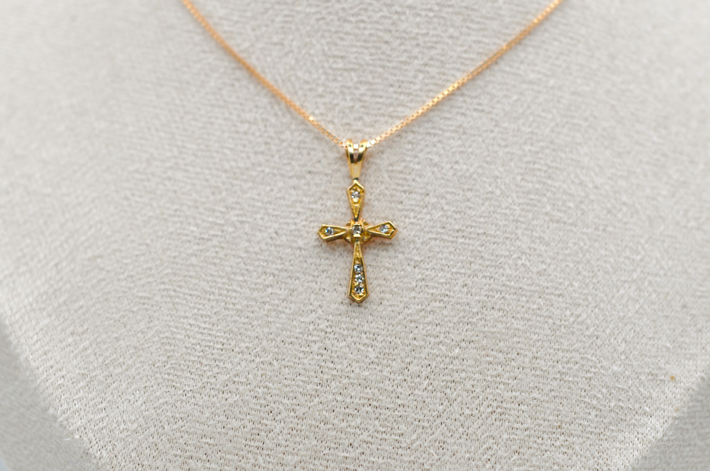 Yellow Gold Cross with Diamond Accents Pendant/Necklace