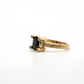 Vintage Yellow Gold Blue Sapphire Ring with Diamond Accents