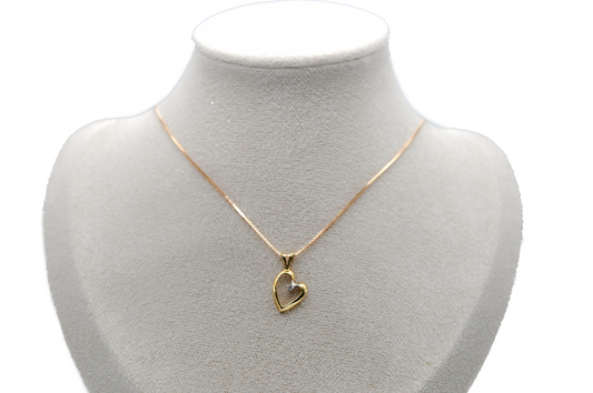 Yellow Gold Heart with Diamond Accents Pendant/Necklace
