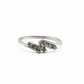 Solid 10K White Gold Stackable Ring with Accent Diamonds