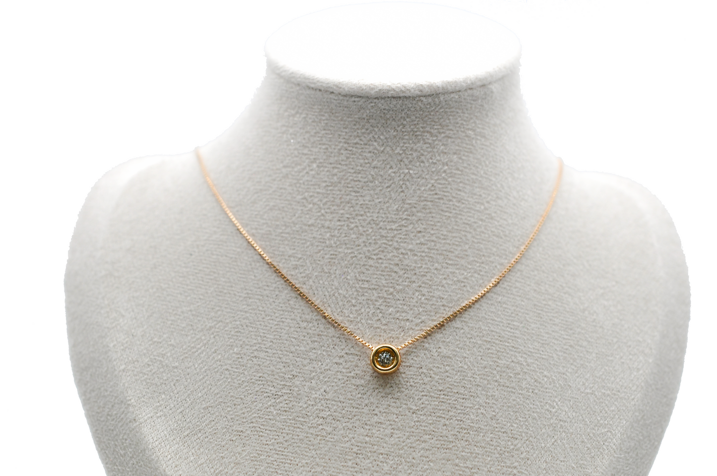 Yellow Gold Bezel Diamond Pendant/Necklace