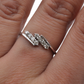 Solid 10K White Gold Stackable Ring with Accent Diamonds
