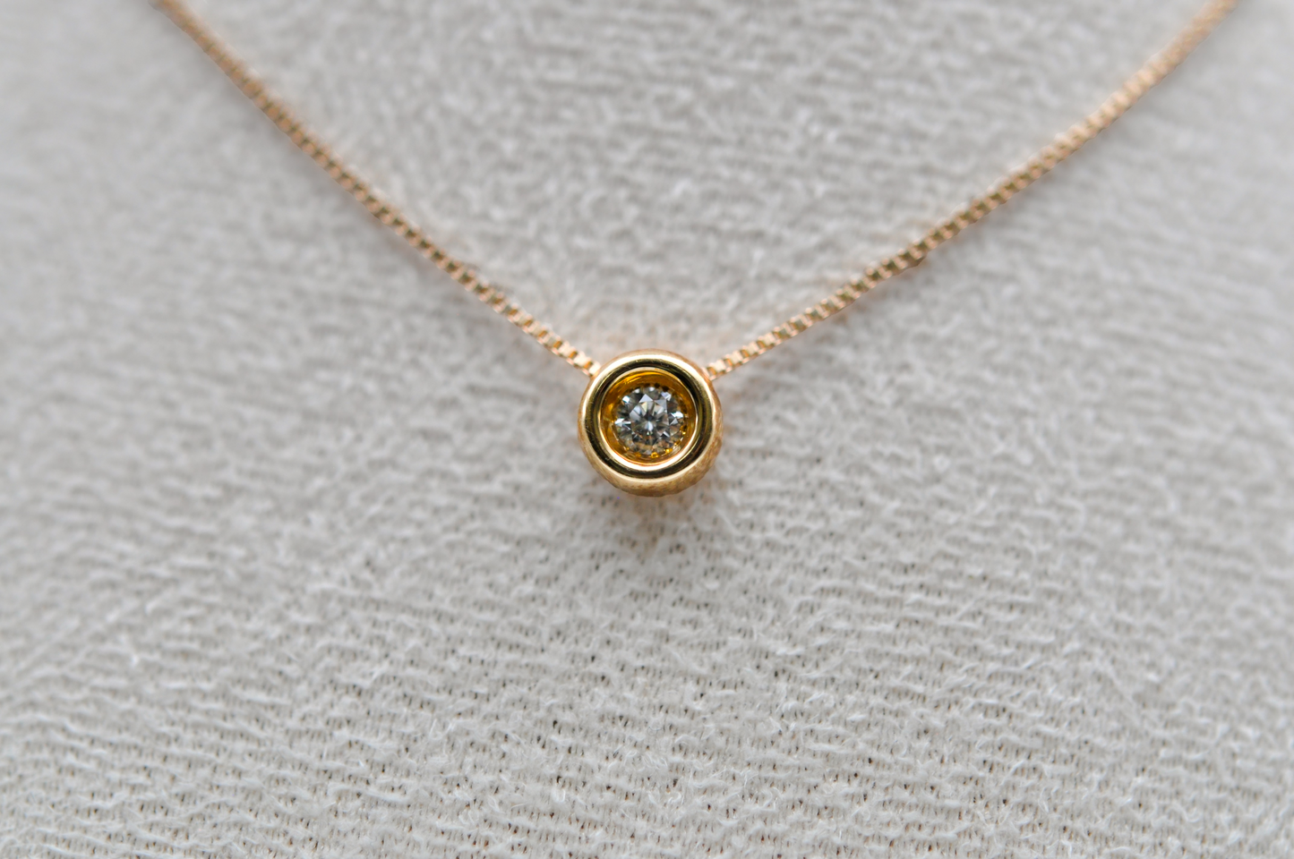 Yellow Gold Bezel Diamond Pendant/Necklace