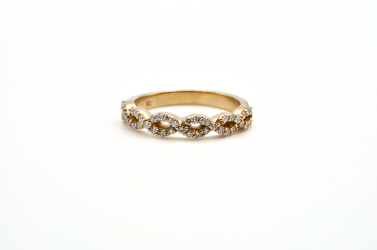 Everyday Yellow Gold Infinity Ring with Pave Diamonds