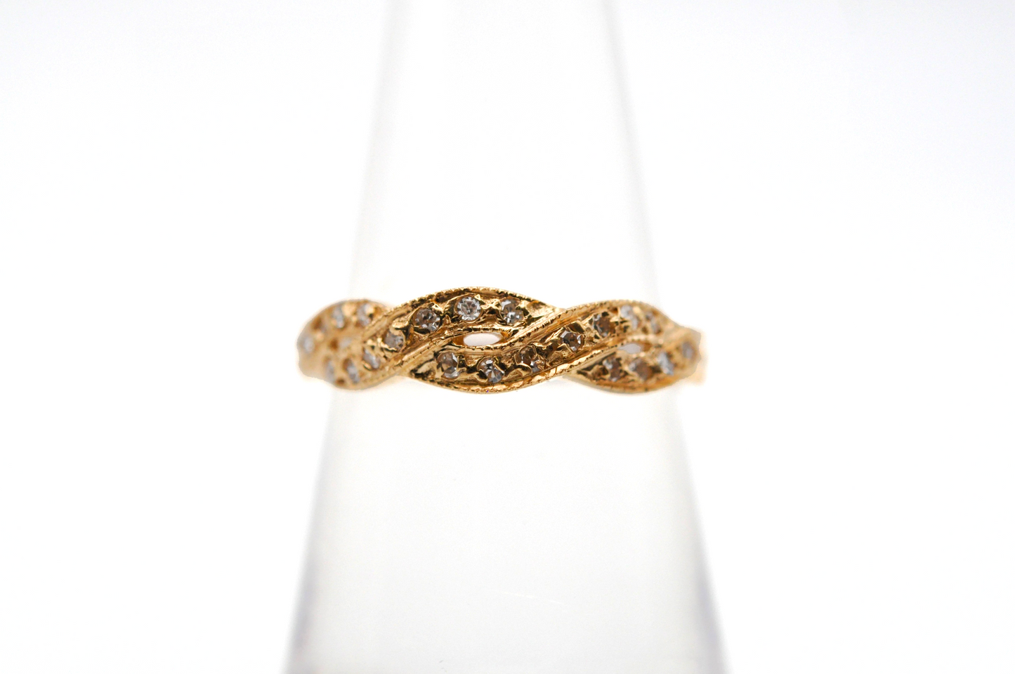 Yellow Gold Twist Ring with Diamonds