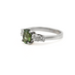 White Gold Green Sapphire Ring with Diamonds Side Stones