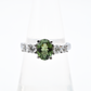 White Gold Green Sapphire Ring with Diamonds Side Stones
