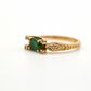 Unique Yellow Gold Vintage Oval Emerald Ring with Diamond Accents