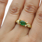Unique Yellow Gold Vintage Oval Emerald Ring with Diamond Accents