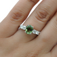 White Gold Green Sapphire Ring with Diamonds Side Stones