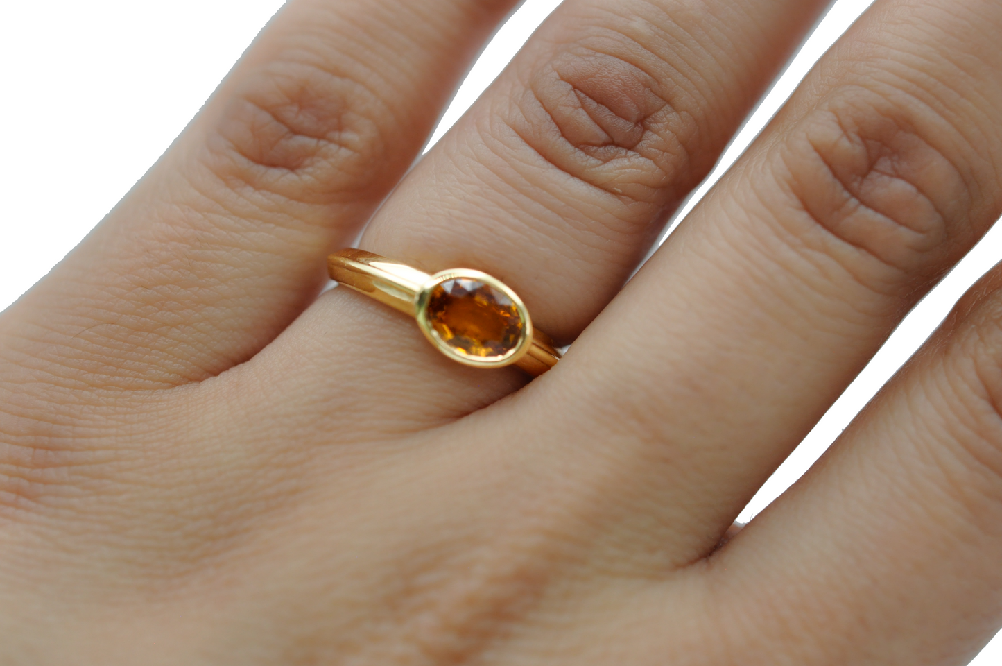 Yellow Gold Bezel Set Citrine Ring