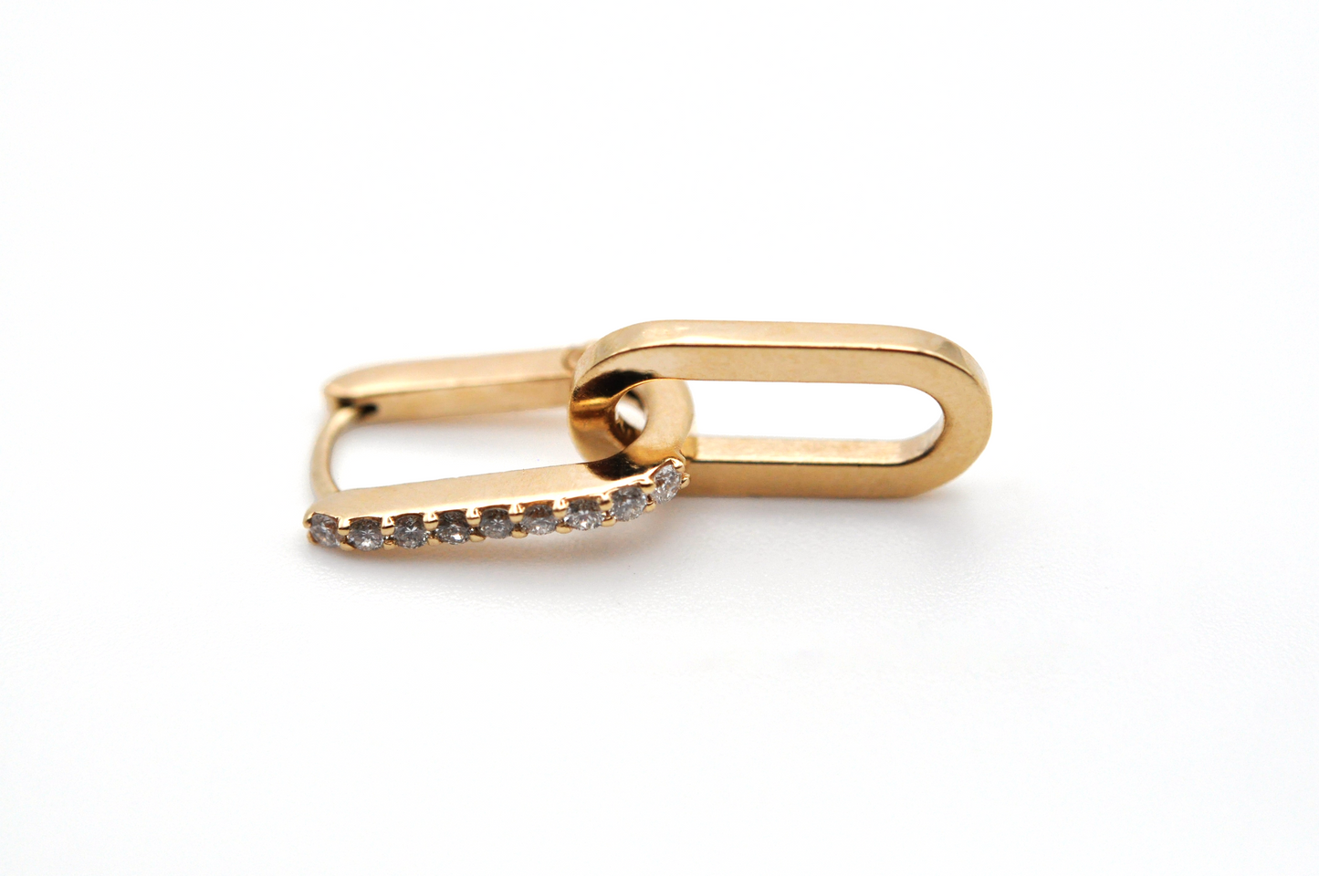 Gold Paperclip Earrings with Diamonds