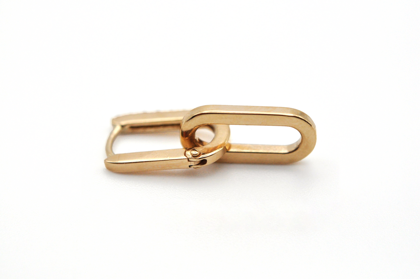 Gold Paperclip Earrings with Diamonds