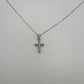 Diamond Cross with Two Diamonds on Shank - 14k White Gold - Natural Diamonds