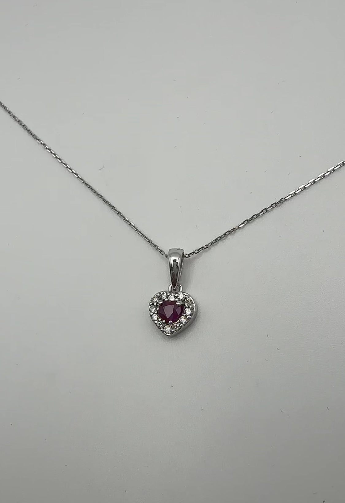 Heart Diamond Pendant with Ruby Center Stone