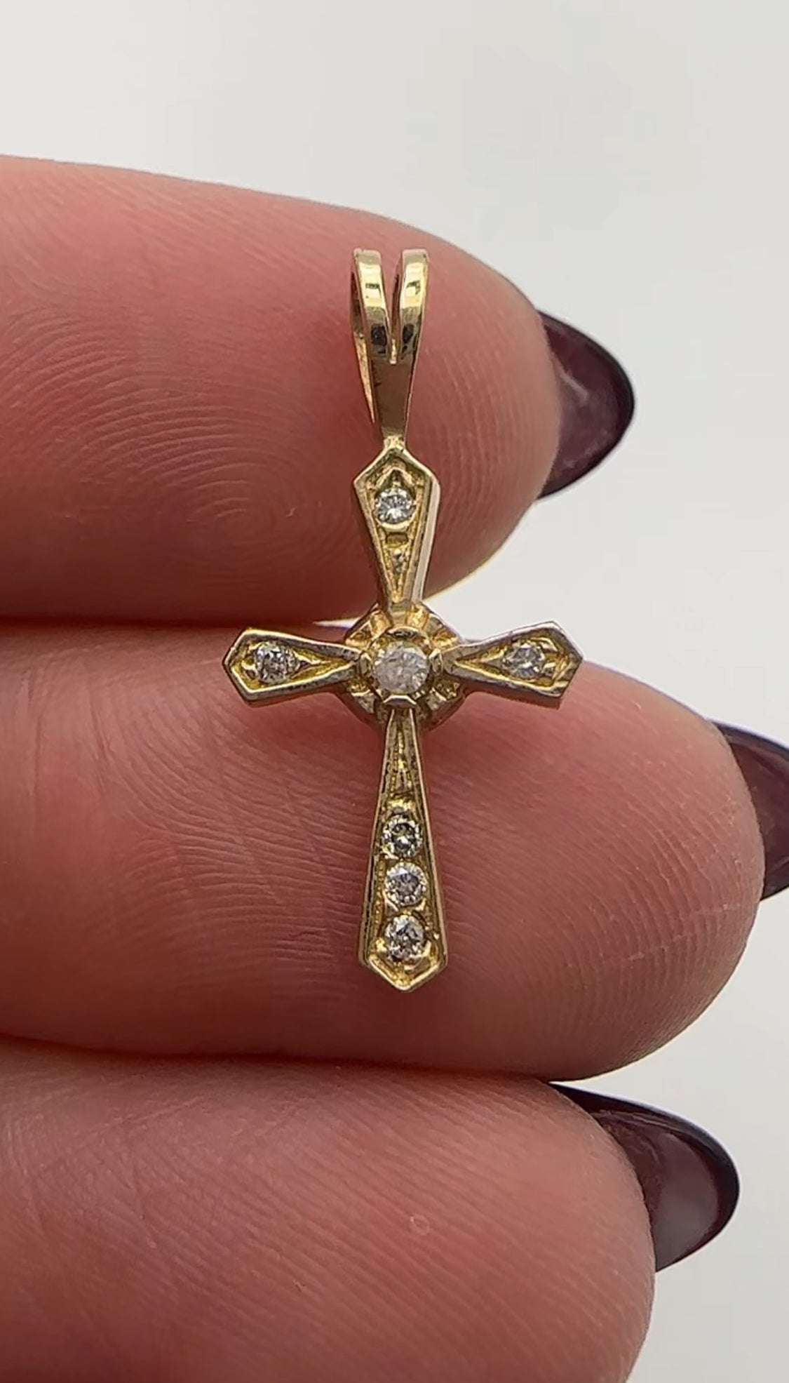 Yellow Gold Cross with Diamond Accents Pendant