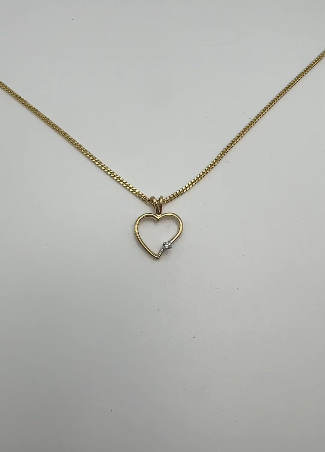 Heart Pendant with Natural Diamond - 10k Yellow Gold