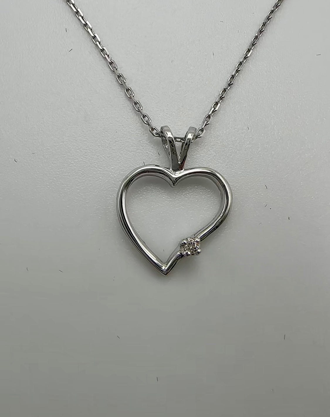 Heart Pendant with Natural Diamond - 10k White Gold