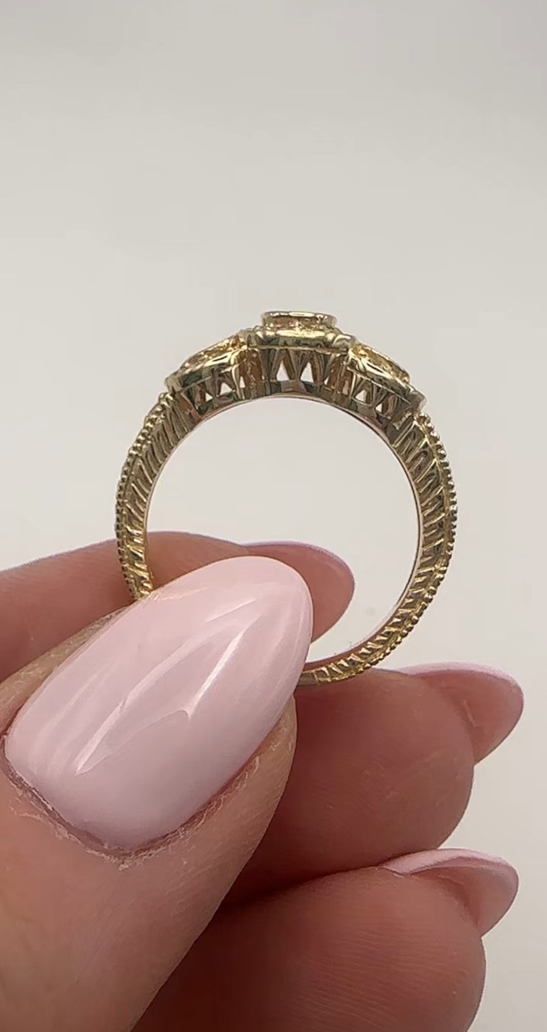 Three Stone Diamond Ring 14k Yellow Gold