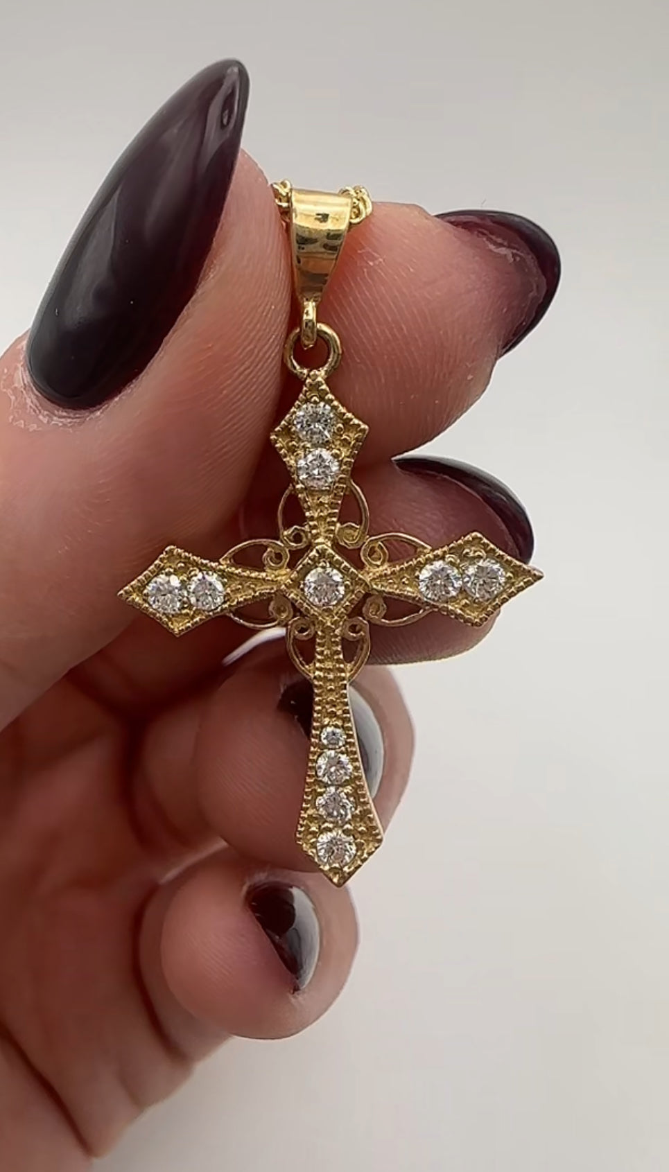 Fancy Cross 14k Yellow Gold with Natural Diamonds