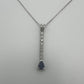 Vertical Diamond Necklace with Pear Sapphire Accent 14k White Gold